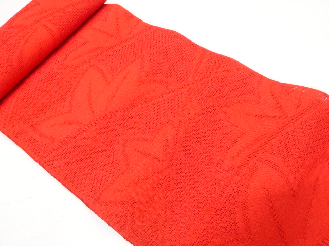 アンティーク　紗　楓模様織り出し　名古屋帯地反物